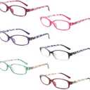 6 Pack Reading Glasses Blue Light Blocking,Fashion Ladies Spring Hinge Readers with Pattern Print,Anti Glare UV Eyeglasses for Women 0.75