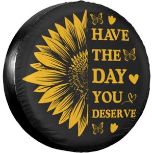 Spare Tire Cover Sunflower Waterproof and Dustproof RV Spare Tire Cover for Trailers SUV Travel Truck Camper Wheel Cover 14 Inch (14 inch (Tire Diameter 60-69cm/23.6-27.1in))