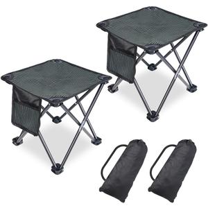 2 Pack Camping Stool Portable, 13.7 Inch Folding Stool for Outdoor Gardening, Fishing, BBQ, Hiking with Carry Bag(400 LBS Capacity)
