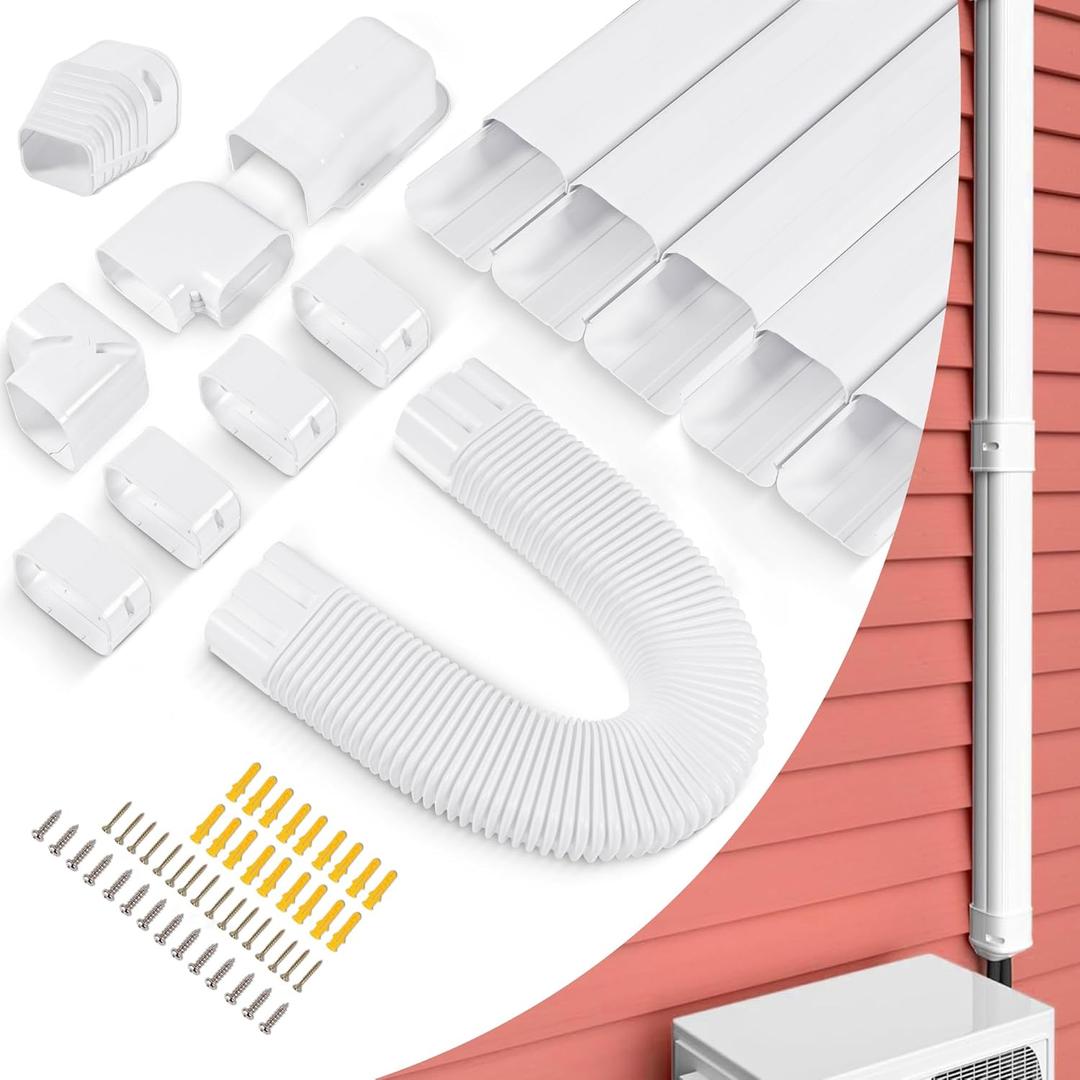 LyPrem 10Ft Mini Split Line Set Cover 3" PVC Line Cover Kit for Mini Split and Central Air Conditioner & Heat Pump(White)