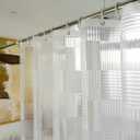 EurCross 75 inch Long Clear Shower Curtain Liner with Design, Waterproof Softer Plastic Curtain Liner for Bathroom 72x75 inches Length with 3 Bottom Weights