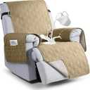 VANSOFY 100% Waterproof Recliner Chair Covers, Recliner Cover Non-Slip Dog Chair Cover Furniture Protector Washable Slipcover with Pocket, Elastic Straps for Pets, Dogs(Sand, 22")