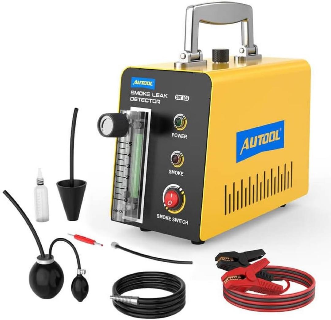 AUTOOL Smoke Machine Automotive Leak Detector,0-0.46PSI Evap Vacuum Smoke Diagnostic Tester, Pipeline Fuel Leakage Detector Compatible with 12V Vehicles