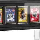 Baseball Card Display Case, Wall Mount Trading Card Display Frame for 5 Standard Cards with UV Protection Magnetic Card Holder, Sports Display Cases for Football Basketball Hockey Card Collection