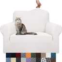 YEMYHOM Couch Cover Latest Jacquard Design High Stretch Sofa Chair Covers for Living Room, Pet Dog Cat Proof Armchair Slipcover Non Slip Magic Elastic Furniture Protector (Small, White) (Small (31"-46"))