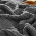 PHF 100% Cotton Muslin Throw Blanket 50" x 60", 4-Layer Lightweight Gauze Throw, Breathable Cloud-Soft Minimalist Blanket for Bed, Couch, Camping & Baby, Greyish Black, Ideal Gift
