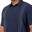Cubavera Men's Striped Panel Dobby Short Sleeve Button-Down Shirt, Regular Fit, Point Collar, Soft Touch, 3X-Large Big, Dress Blues