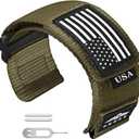 Abanen Rugged Tactical Nylon Watch Band for Garmin Instinct 3 45mm/ Instinct 2 Solar, Sport Strap with Stars-Stripes Flag for Instinct E 45mm/ Tactical/Tide/Esports