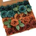 Ling's Moment Artificial Flowers, 25Pcs 3" Roses in Teal Shades, Realistic DIY Foam Floral Decor for Wedding Bouquets/Centerpieces, Outdoor Party Backdrops, Room/Table, and Garden/Pot Decorations