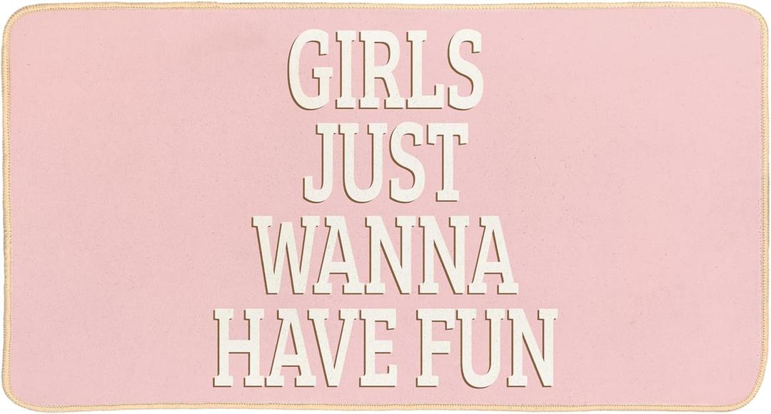 Pink Welcome Mat Bath Mats Gifts for Teen Girls, Front Door Mat for Home Kitchen Bathroom, Indoor Entrance Doormats, Girls Just Wanna Have Fun 30 x 16 Inch