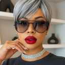 Pixie Cut Short Curly Wig for Black Women  Gray Brown Bob with Bangs, Lightweight & Natural Look for African American Women (Grey)