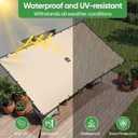 SIHAIAN Sun Shade Sail 14'x26' Waterproof Rectangle Double-Rope Shade Sail 500D Heavy Duty UV Block Sunshade Canopy for Backyards, Patios, Gardens, Outdoor Activities and Facility Beige