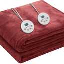 Wapaneus Heated Blanket Electric Queen Size 84"x90"-Dual Control with 10 Heat Levels 12 Timer Settings and 8 Hours Auto-Shut Off,Fast-Heating Electric Blanket,ETL Listed Machine Washable,Red