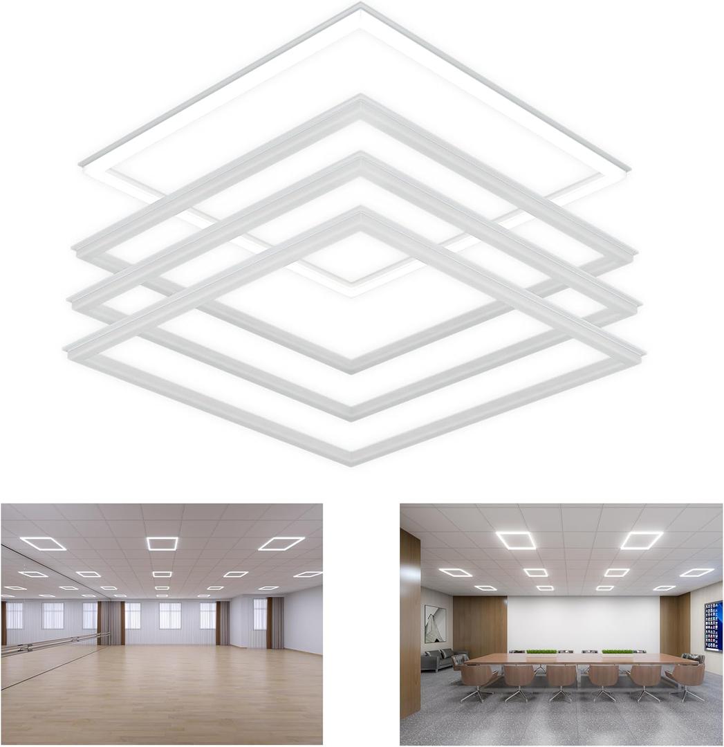 Flat Panel Light 2x2 Ft 4 Pack Led Frame Panel, Border Glow Light 45W 3600Lm Suitable for Offices, Shops, Bathrooms etc with Integrated Ceilings