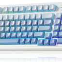 AULA S99 Gaming Keyboard, Wireless Computer Keyboards, Tri-Mode Bluetooth Creamy Custom Keyboard with Number Pad, RGB Backlit Media Knob Cute Programmable Keyboard for PC Gamer - Gradient Blue