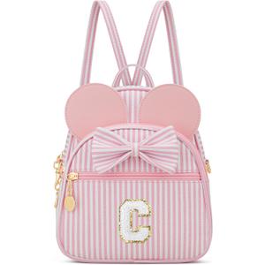 Personalized Birthday Gift for Toddler Girls, Small Initial Backpack Purse for Little Girl, Cute Mini Purse for 3-10 Years Old Kids,Pink C