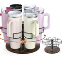 Water Bottle Organizer with Handle, Rotatable Cup Holder Accessories, Kitchen Organizers and Storage Gifts, Brown