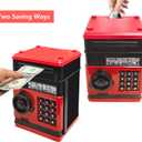 Piggy Bank Electronic Mini ATM for Kids Baby Toy, Safe Coin Banks Money Saving Box Password Code Lock for Children,Boys Girls Best Gift (Black Red), 13 inches x 10 inches x 15 inches