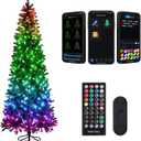 7.5FT Prelit Christmas Tree with 350 LED Lights, App Controlled Artificial Christmas Tree with Multi-Color RGB Lights & Music Sync, Slim Pencil Christmas Tree for Home Christmas Decorations
