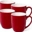 Urbanstrive 16 oz Large Coffee Mugs Set of 4 Ceramic Coffee Mug White Coffee Cups Tea Cups Idea Gift for Women Men House Warming Gifts New Home Office, 4 Pack (Red)