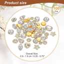 PATIKIL Sew on Rhinestones Crystals, 100 Pcs Mixed Shapes Glass Gems Metal Base Flower Claw Rhinestones for Craft Shoes Dress Clothes Belt Sewing Decoration, White (0.35"-0.75")