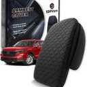 Armrest Cover for Honda CRV Center Console Pad with Organizer Storage Pockets, Black Faux Leather Arm Rest Lid Protector Cushion Interior Accessories (2023-2026)