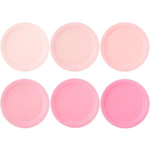 96 Pcs Pink Party Disposable Paper Plates, 9" Cute Pink Dessert Baby Bridal Shower Dinner Birthday Cake Paper Plates for Party Bridal Baby Girl Shower Wedding Supplies
