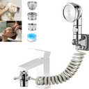 Sink Sprayer Attachment for Faucet, Kitchen Bathroom On/Off Handheld Shower Head with Flexible Hose, Faucet Aerator & Diverter Valve, Connect Different Sink Faucets, for Hair Washing Pet Shower (Silver)