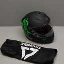 TRIANGLE Full Face Motorcycle Helmet Dual Visor Helmets for Adult Men and Women with Smoked Sunshield DOT Approved (Large, Matte Green)