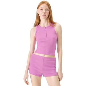 florence by mills Women's Rib Refresh Cropped Henley Tank, L