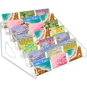 Card Display Stand, 7 Tier 12" Sticker Display, Clear Display Stand Holds Business Brochure Postcard Greeting for Office Home Desk Vendor Events Booth,Trading Cards Baseball Sports Cards Display