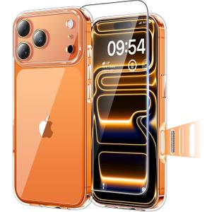 TAURI for iPhone 17 Pro Max Case, Camera Control Full Camera Protection, with Screen Protector, Military-Grade Protection Shockproof Phone Case for iPhone 17 ProMax, Clear (B-Button Clear)