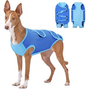 SAWMONG Recovery Suit for Dogs Cotton, Professional Dog Surgery Suit for Spay, Pet Cone Alternative, Breathable Dog Onesie for Surgery Female Male, Abdominal Wounds Skin Disease Cat (3XL, Blue) (XXX-Large)