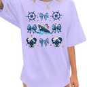 Cruise Shirts for Women Oversized Coquette Cruise Shirt Cruise Life Tshirts Girls Trip Family Vacation Short Sleeve Top Size M