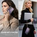 For Samsung Galaxy S26 Wallet Case Magnetic [Compatible with Magsafe] [RFID Blocking Card Holder] [Zipper] [Strap] Detachable Drop-Proof Protective Phone Cases for Galaxy S26-6.3", Purple