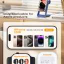 3 in 1 Charging Station for iPhone, for Magsafe Wireless Charger with Cooling Fan for iPhone 17 16 15 14 13 12 Series & Apple Watch Charger, Wireless Charging Station for AirPods 4/3/Pro (Blue)