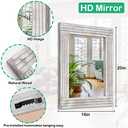 Mirrors for Wall Rustic Wooden Frame Rectangle Mirror Vintage Hanging Mirror for Bedroom Bathroom Living Room Farmhouse Wall Decor White Large 20" x 16 "