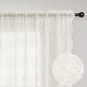 Ivory Lace Curtains 84 Inches Long 2 Panels Vintage Lace Voile Sheer Floral Curtain Decorative Cream Flower Pattern Rod Pocket Privacy Off White Drapes with Scalloped Edges for Living Room 52x84