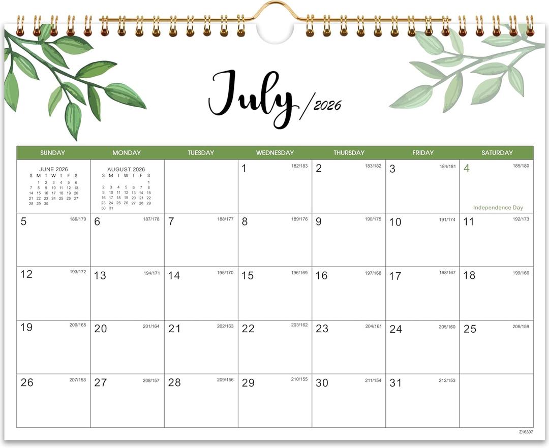 Calendar 2026-2027 - Wall Calendar 2026-2027, Jul. 2026 - Dec. 2027, 11" x 8.5", Small 18 Monthly Calendars 2027 with Thick Paper and Julian Date