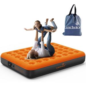 Air Mattress with Built-in USB Rechargeable Pump Camping Inflatable Mattress Portable Blow up Mattress Air Bed Guest Bed for Home Outdoors Hiking Travel (Queen)