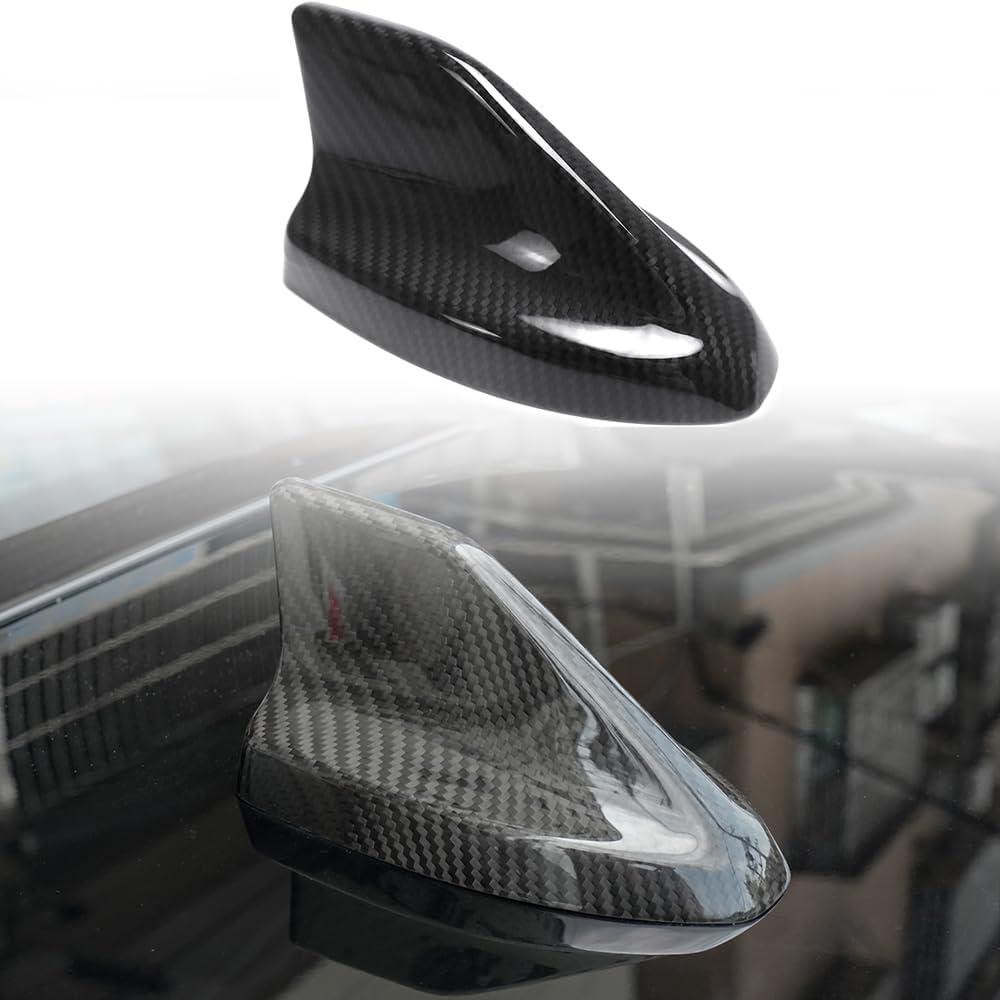 Jogon Dry Carbon Fiber Shark Fin Antenna Cover Trim for Ford Mustang S650 GT Dark Horse V8 EcoBoost 2024 2025 Roof Aerial Base Decorative Cover