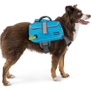 PetAmi Dog Backpack for Medium & Large Dogs, Saddle Bag for Dogs to Wear for Hiking, Pet Backpack Harness Dog Pack with Reflective Side Pockets for Walking Running (Blue)