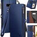 XcaseBar for Samsung Galaxy S10+/S10 Plus Wallet case with Zipper Credit Card HolderRFID Blocking, Flip Folio Book PU Leather Phone case Shockproof Cover Women Men for Samsung S10+ case Blue