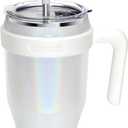 Zenbo 40 oz Glitter Tumbler with Handle, Leak-Proof Lid & Straw - Stainless Steel Insulated Cup, Keeps Cold for 34 Hrs, Car Cup Holder Compatible, Dishwasher Safe, BPA Free