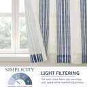 DriftAway Kitchen Tier Curtains - Striped Linen Short Pinstripe Cafe Curtains 45 Inch Length for Living Room Bathroom Chris Farmhouse Rustic - Rod Pocket 2 Panels Ivory Dark Blue