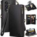 XcaseBar Compatible with Samsung Galaxy S24 5G Wallet case with Zipper Credit Card HolderRFID Blocking,Flip Folio Book PU Leather Phone case Shockproof Cover Men Women for Samsung S24 case Black
