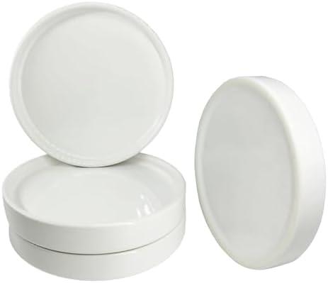 Plant Saucer Pot Tray Planter Saucers 4 Pack 4 in,5 6 7 8 9 10 11 12 13 Inch for Indoors Outdoor, Durable Sturdy Ceramic Flower Drainage drip Water Tray for Glazed Pots Base (4 Inch-White)