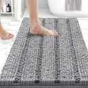 Bcoimo 24"17" Chenille Bath Mat  Non-Slip with Backing Bath Rug Ultra-Absorbent and Machine Washable Bathroom Mat Quick-Dry Design. Ideal for Bathroom and Tub Areas (1'5" x 2' (Rectangular), Grey)