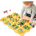 LovesTown 25PCS Puzzle Racer Car Track Set, Plastic Floor Dinosaur Puzzles for Kids with Car Toy, Jigsaw Puzzle Race Track Toys, Educational Learning Games for Boys