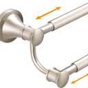 Hoimpro Adjustable Retractable 15-27 Inches Stainless Steel Bathroom Towel Bar, Bathroom Accessories Bath Hotel Double Towel Bar Rod Hanger Wall Mounted Towel Holder Towel Rack, Brushed Nickel